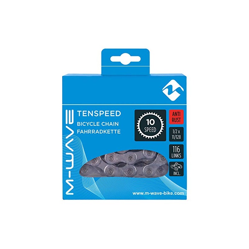 M-Wave Bicycle Chain for 10-Speed Gears Compatible with Shimano/Sram/Campagnolo 116