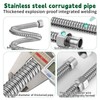 304 Stainless Steel Corrugated Pipe, Reinforced Hose, 3/4 Inch Extendible