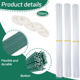 Floral Arrangement Kit, 16 Inch 150 Pcs Flower Stem Wire for Bouquets, Diameter 2mm, 5 Rolls 150 Yards Floral Tape for Flowers, White Floral Wire for Florist Supply, Wedding Decor, Christmas Wreath