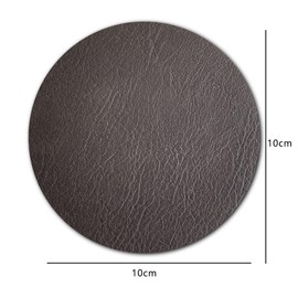 8PCS Leather Coasters For Drink Black Round Leather Drink Coaster Table Cup Pads Mat Set For Cafe,Bar,Office