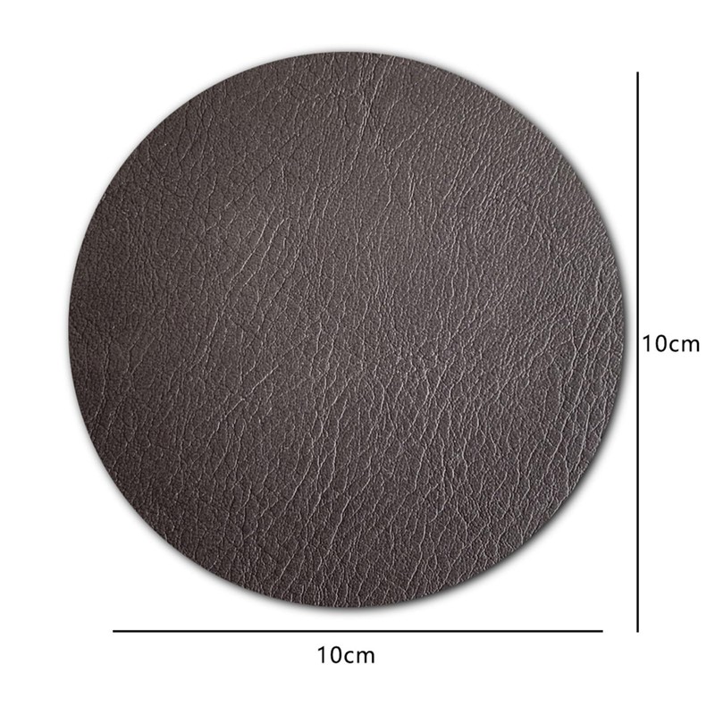 8PCS Leather Coasters For Drink Black Round Leather Drink Coaster