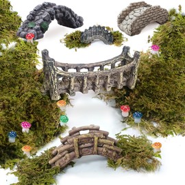 Miniature Bridge, Miniature Decoration, Moss, Garden Pond, Miniature Gnome Accessories, Model Building Fairy Garden Accessories, Garden Decoration Ornament, Model Railway Decoration