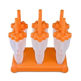 Tovolo Rocket Ice Pop Mold Popsicle Maker, Drip-Guard, Sturdy Stand Base, 2.5 Fluid Oz, Set of 6, Orange