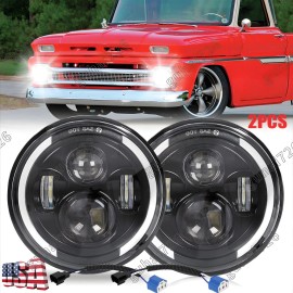 Unbranded Pair For 1967-1972 Chevy C10 7 inch LED Headlights Round DOT Approved Hi-Lo Lamp