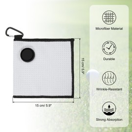 PATIKIL 6"x6" Magnetic Golf Towel with Wire Cleaning Cloth, Microfiber Waffle Pattern Towels with Magnet and Clip for Golf Carts Clubs Golfing Gear, White/Black