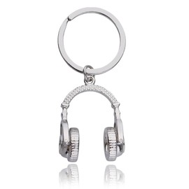 Music Lovers Son Birthday Gifts for Boyfriend Grandson Son Silver Headset Headphone Keychain Gifts for Singers Dj Music Lovers Christmas Bday Gifts for Boyfriend Nephew Brother Music Keychain