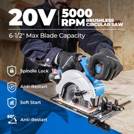 Dong Cheng Cordless Circular Saw 6-1/2-Inch 840W, Cutting Depth 59mm, 0-50° Adjustable with Dust Collection Adaptor, 24T & 40T TCT Blade Included, Battery and Charger Kit (4.0Ah)