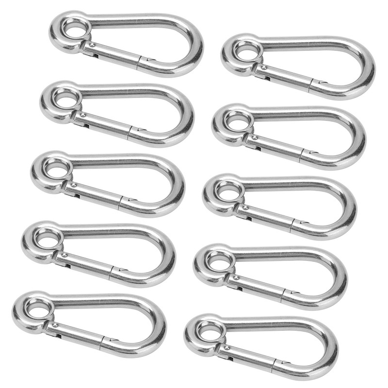 10Pcs Snap Hook Stainless Steel Safety Rope Spring Carabiner Hanging