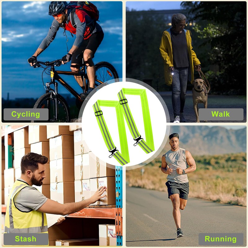 HaoHanEup High Visibility Reflective Sash,2Pcs Reflective Night Running Strips,Adjustable Reflective