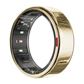 POBOVi Ring Gen1, Wireless Charging Case & Sizing Kit, Activity & Sleep Tracker, Heart Rate, Blood Oxygen & Stress Monitoring, No Subscription Required, Compatible with iOS & Android(Gold, Size 8)