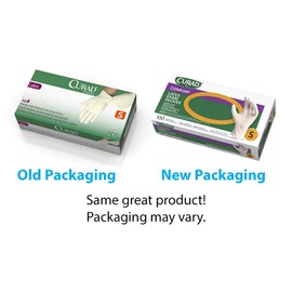 Curad - CUR8104 Disposable Medical Latex Gloves, Powder Free Latex Gloves are Textured, Small, 100 Count,White