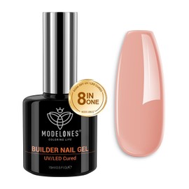 modelones modelones Builder Nail Gel, 8-in-One Sheer Nude Pink Builder, Apricot Blush Pink Rubber Base for Nail Thickening Apex Building LED Lamp Cured Hard Strengthener Extend Color Gel Polish for DIY Salon