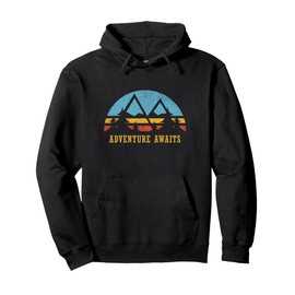 Retro Sunset Hiking Adventure Awaits Outdoor Gift Pullover Hoodie