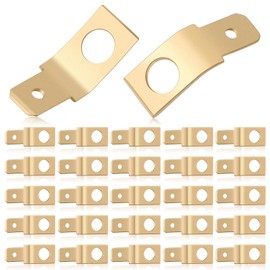 Hicarer 25 Pcs Solderless Quick Disconnect Adapters Non Insulated Wire Connectors,1/4" Male Tab, #10 Stud Brass Male Spade Adapters Brass Copper Wire Connectors Ring Crimp Electrical Supply