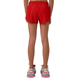 MCEDAR - Pantalones cortos deportivos para niñas con forro, pantalones cortos de secado rápido, ligeros, para entrenamiento activo y correr con bolsillo con cierre, Rojo -, Small