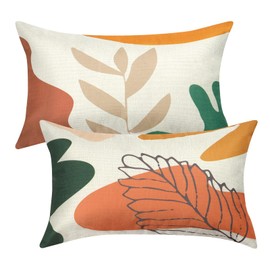 Weldomcor Set of 2 Flower Cushion Covers, 30 x 50 cm, Cotton Linen Lumbar Cushion Cover, Spring Summer Cushion Cover, Decorative Cushion Cover, Farmhouse Decorations, Cushion Cover for Sofa, Couch,