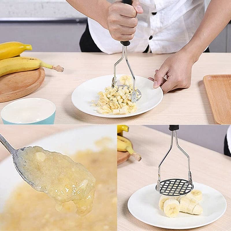 AIMALL Stainless Steel Potato Masher 10.2 Inch Vegetable Fruit Press