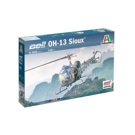 Italeri 2820S - 1:48 OH-13 Scout Helicopter Korea War, Model Building, Kit, Stand Model Building, Crafts, Hobby, Gluing, Plastic Kit, Detailed Multi-Coloured