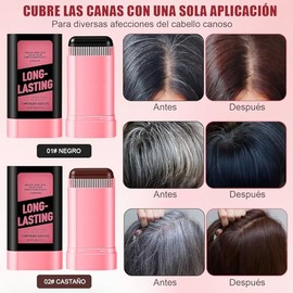 2 en 1 Peine con Tinte de Cabello，Cubre Canas en Barra para Mujer, Peine de Tinte para Cabello，Cubrir Canas, Resistente al Agua y al Sudor, Tinte Rápi