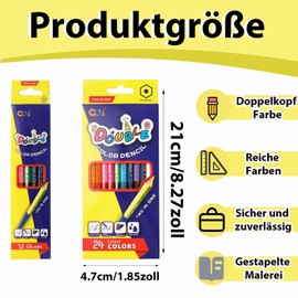 Colouring Pencils Set with 12 Colouring Pencils, Highly Pigmented, 24 Pens in Cardboard Case, Ideal for Dark Paper, Reinforced Wooden Coat, Drawing Pencils for Children Art Drawing, Sketching and