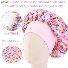 3 Stück Seidenhaube zum Schlafen, Kinder Schlafmütze Bonnet, Silk Bonnet, Schlafhaube Seide, Karikatur Satin Haarhaube, Weiche Duschhaube, Haarhaube für Die Nacht für Mädchen Jungen Teenager