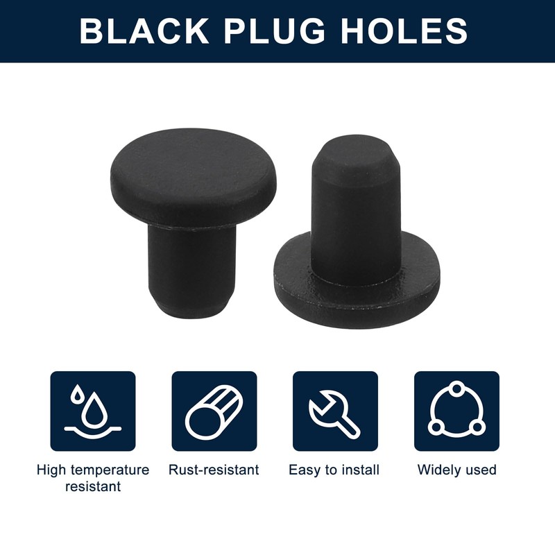 sourcing map 16 Pieces Black Rubber Stopper, 4.8mm Plug Holes