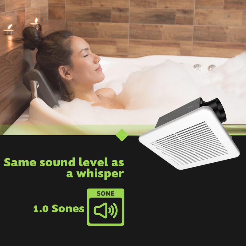 Homewerks 7114-02-HW DC Bathroom Fan 50-CFM 1.0 Sone White Ventilation
