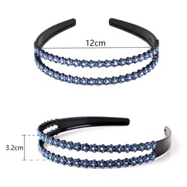 Belvanr Fashionable Hair Band Pack of 5 Women's Glitter Double Crystal Side Hard Headbands Women's Headband with Rhinestone Hard Non-Slip Prong Headband Hair Accessories Rhinestone Hair Band