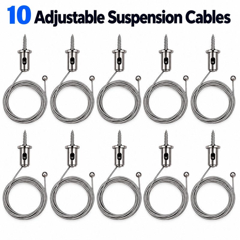 Adjustable Suspension Wire Cable Set for Hexagonal Garage Lights –
