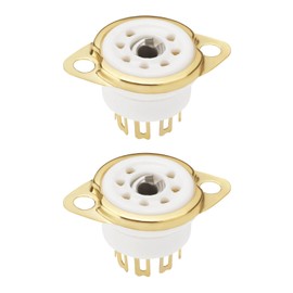 VGOL 2Pcs 7-Pin Electronic Valve Socket Valve Vacuum Tube Base Socket Copper Gold Plated for EB91 EF95 Z77 EL90 EK91 EL95 Small Valves