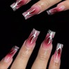 Long Press on Nails Square Fake Nails Red Gradient False