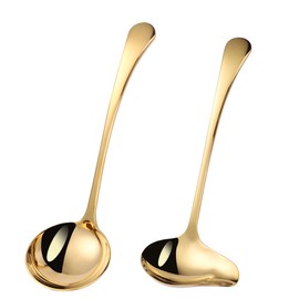 Mafier 1-Piece Sauce Ladle and 1-Piece Gravy Ladle, 18/10 Stainless Steel, Dishwasher Safe(Gold)
