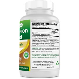 Best Naturals Dandelion Root 520 mg 250 Capsules (250 Count (Pack of 2))