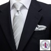 MICHIKO LONDON ALF-01 Tmichi-014 Necktie, Wedding, Silver, Striped, Silk, Formal
