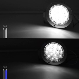 Ygmylandbb LED Truck Tail Lamp Trailer Tail Light 24V Back Lamp Universal Round Truck Trailer Boat Tail Light White with 1 Panel on Lens Set of 2