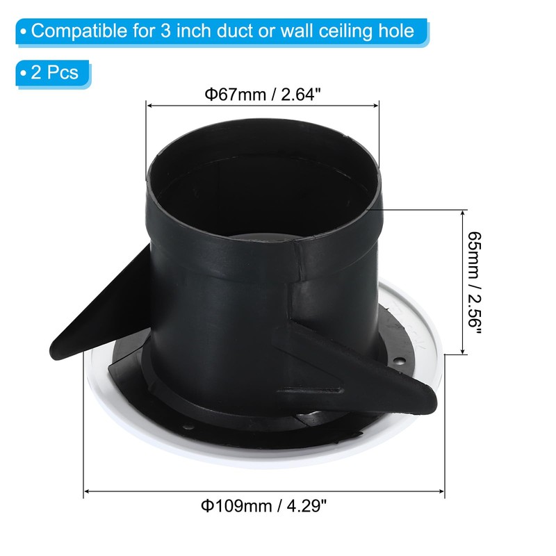 PATIKIL 3 Inch Round Air Vent, 2 Pack Adjustable Ceiling