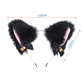 MARUFANG Cat Ears Headband with Bell, Cat Costume, Cosplay, Halloween Costume, Black