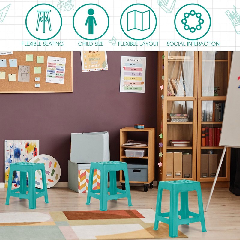 Leinuosen 6 Pcs Plastic Stool for Classroom 18 Inch Stackable