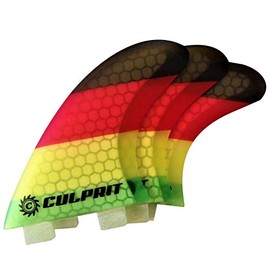 Culprit Surf Honeycomb RTM FCS M3 Style Thruster Surfboard Fins - Rasta - C2