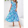 PRETTYGARDEN Women's 2025 Summer Floral Midi Dress Cap Sleeve V