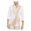 Alfani Mens Shirt Beige Button Down Abstract Print White XL