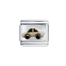 Quiges 9 mm Italian Style Charm Module Stainless Steel Car for Italian Bracelets, Copper, No Gemstone