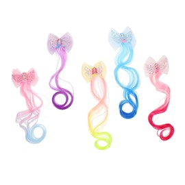 FOMIYES 5pcs Mermaid Hair Accessories for Glittery Bow Clip Hair Extensions Fun Whimsical Headdress for Summer Parties Dress Up
