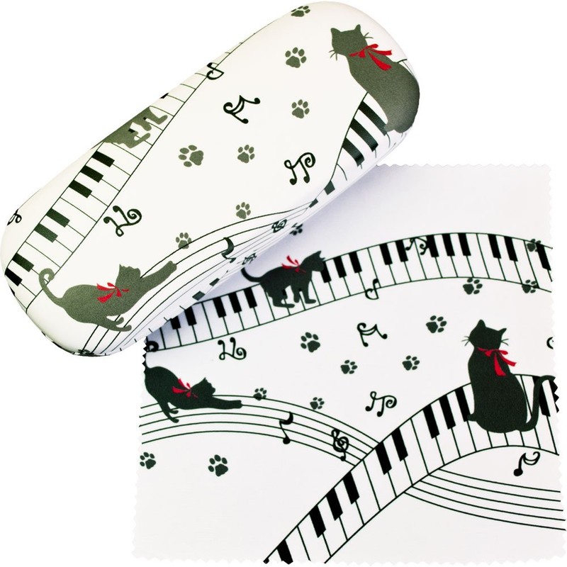 Royal Arden 73400 Glasses Case with Cloth Cat Piano Music