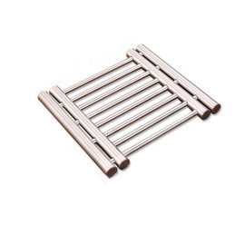 Leoyoubei 8.6x5.5"stainless steel adjustable Trivet wite from 8.6 "to 19" rubber feet / multi-purpose spoon rest and kitchen table mats - heavy / durable / non-sliding hot pad and coaster (silver)