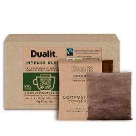 50 Premium Intense Coffee Bags by Dualit - Compostable Coffee Bag with Recyclable Sachet For Easy, Mess Free Coffee On The Go - Individually Wrapped for Freshness - Intense
