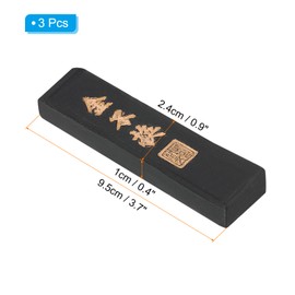 PATIKIL 9.5x2.4x1cm Chinese Calligraphy Ink Stick, 3 Pcs Rectangle Oil Smoke Ink Stick for Traditional Calligraphy Practice Painting Drawing Supplies, Black