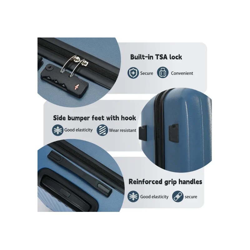 Professional 3-Piece Hardshell Luggage Set Large Capacity Lightweight Expandable Suitcases