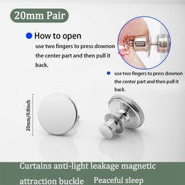8 Pairs Magnetic Curtain Clips,Double Sided Magnetic Suction Curtain Magnets Closure Prevent Light Leaking Keep Curtain Closed for Home Bedroom Office Curtain Draperies(Sliver)