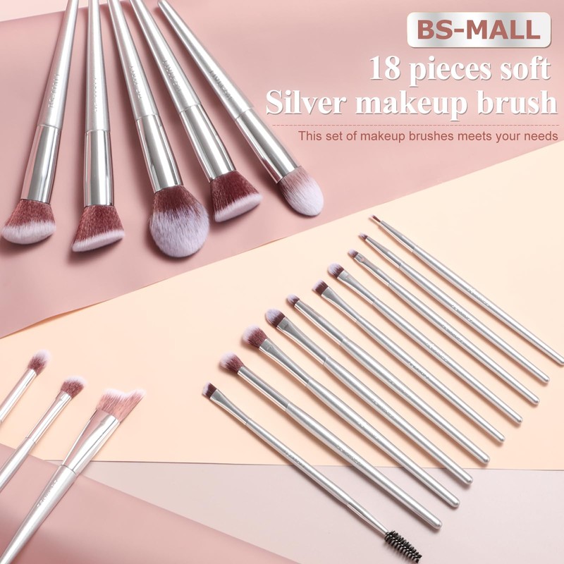 BS-MALL Makeup Brush Set 18 Pcs Premium Synthetic Foundation Powder